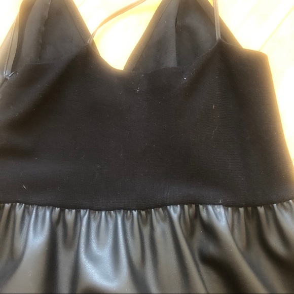 Zara Faux Leather V neck Dress Size S - Picture 3 of 7